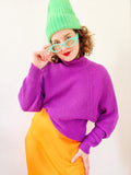 Raspberry Purple Ramie Cotton Turtleneck Sweater
